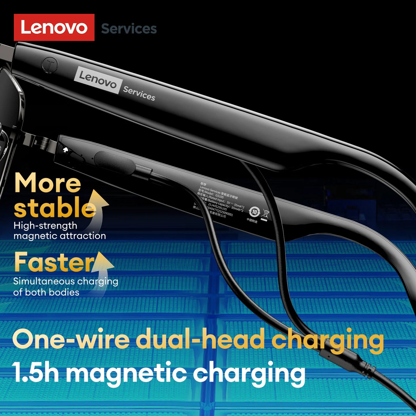 Lenovo Smart Music Sunglasses Earphone Wireless Bluetooth HIFI Sound Headphone Driving Glasses Hands-free Call with HD Mic GS105