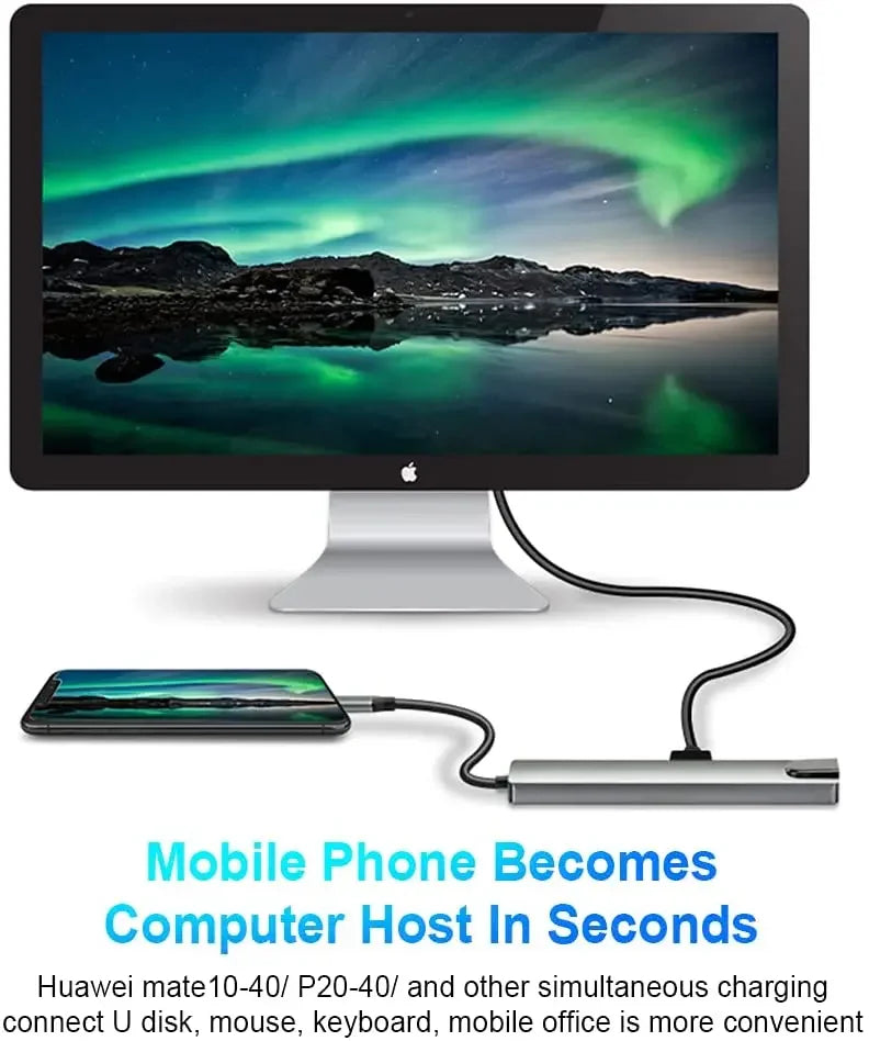 USB 3.0 Hub For Laptop Adapter PC Computer PD Charge Dock Station RJ45 HDMI-compatible TF/SD Card Notebook Type-C Splitter