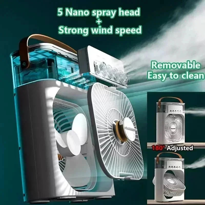 New 3 in 1 Portable Air Cooler, Mini Air Conditioner Fan with Humidifier & LED Night Light for Home Office