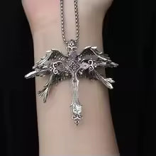 Hot New Fashion Retro Seraph Cross Men's Necklace Exaggerated Fashion Pendant Accessories
