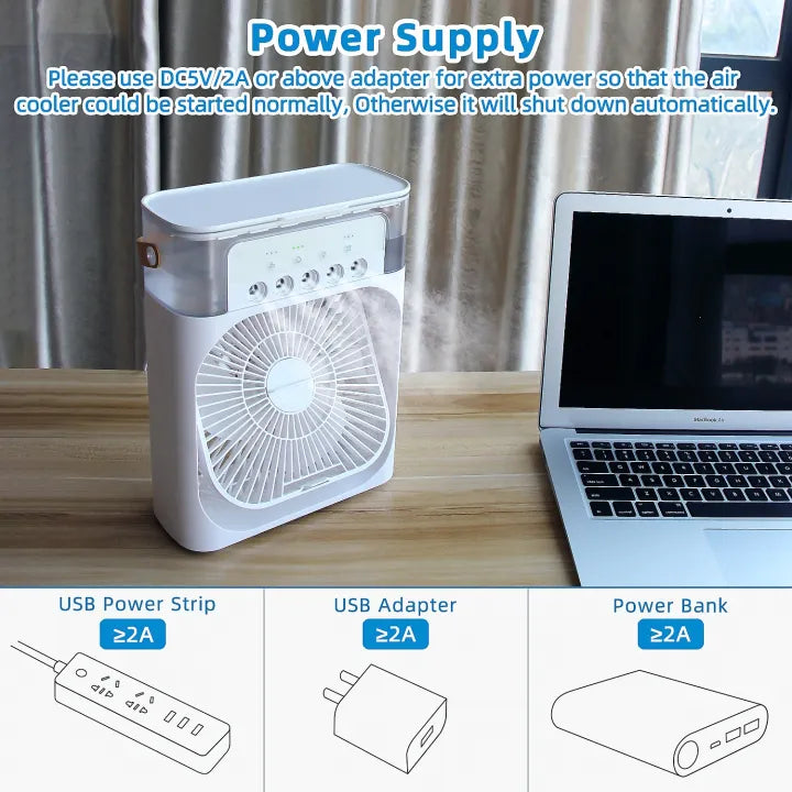 Portable Mini Air Conditioner Fan – USB Rechargeable Personal Air Cooler